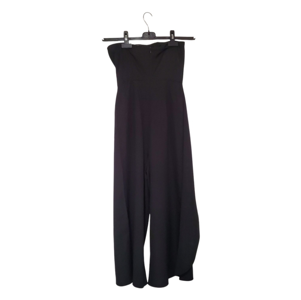 Calli Strapless Black Overlay Cropped Wide Leg Jumpsuit Size 6​ - Picture 3 of 6